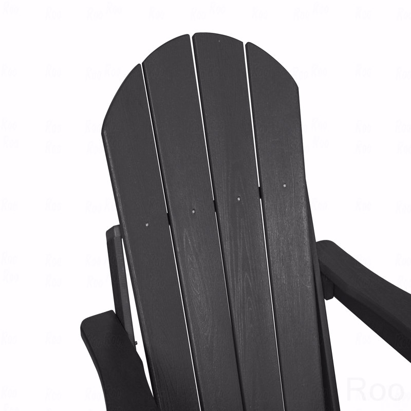 Outdoor Adirondack Chair, Foldable With Dual Cup Holder, Composite Material With Wood Texture, Gray, Gray