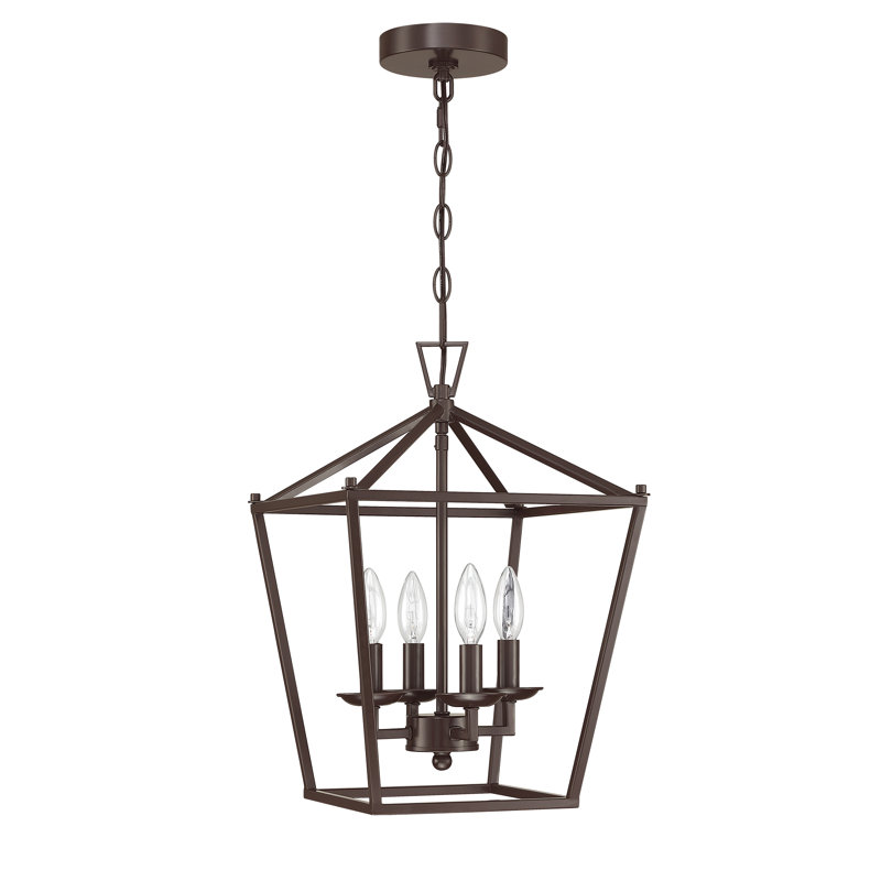 Lustre géométrique à 4 lumières Duward, Bronze