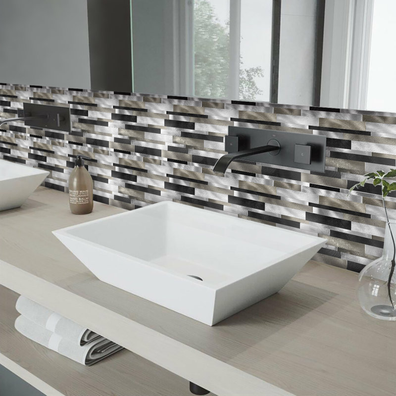 Sleek Metallic Layers Peel and Stick Aluminum Tile Size:303 x 297 x 4 mm (Pack of 4)