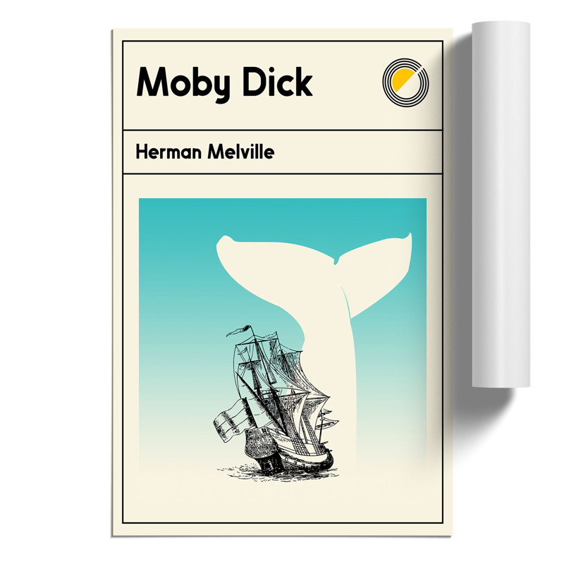 Book Cover Moby Dick Herman Melville - Frameless Print, 59cm H x 42cm W x 0.1cm D
