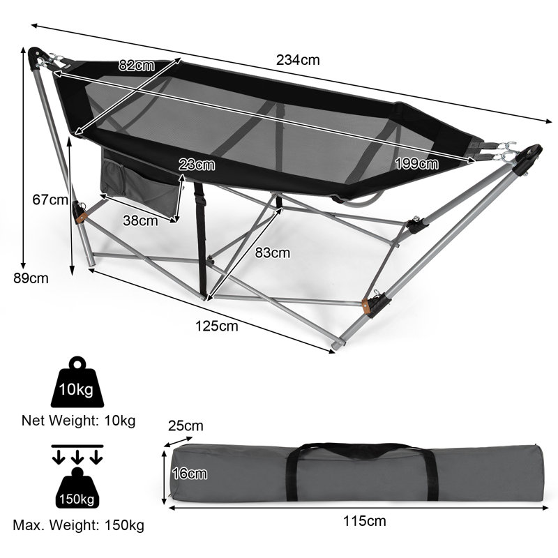 Abdul-Nafi Camping Hammock, Black