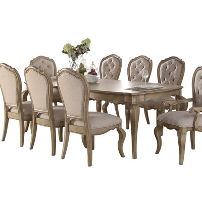 Ensemble de salle à manger extensible en bois d'hévéa massif 9 pièces