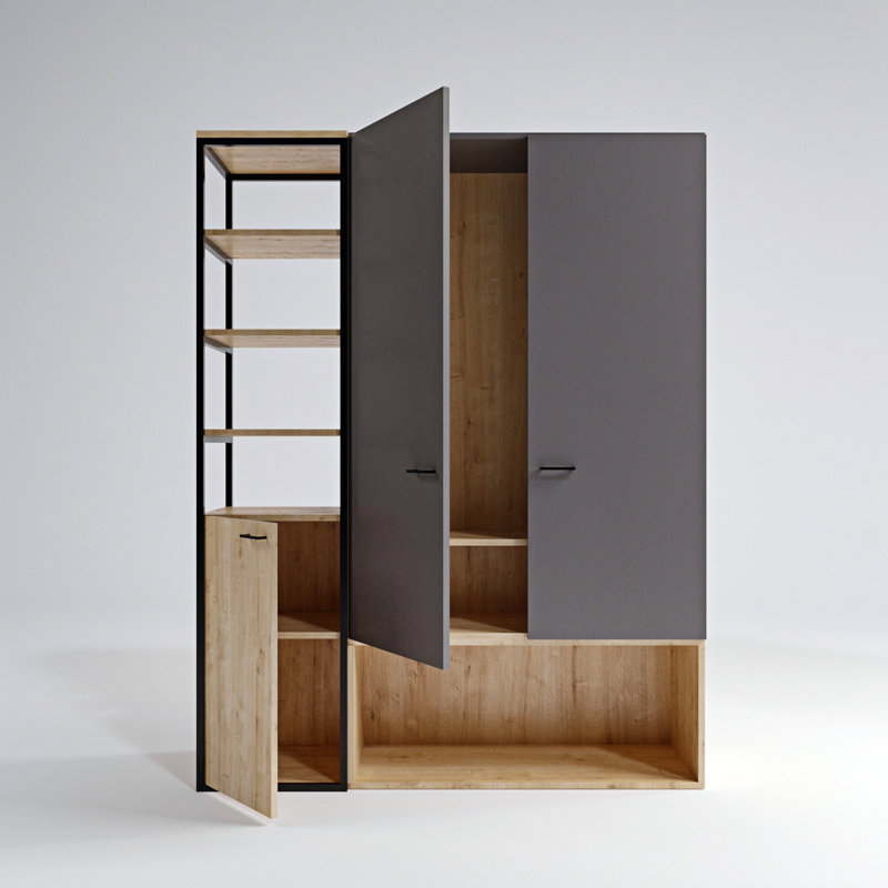 Kennelly 3 Door Manufactured Wood Wardrobe
