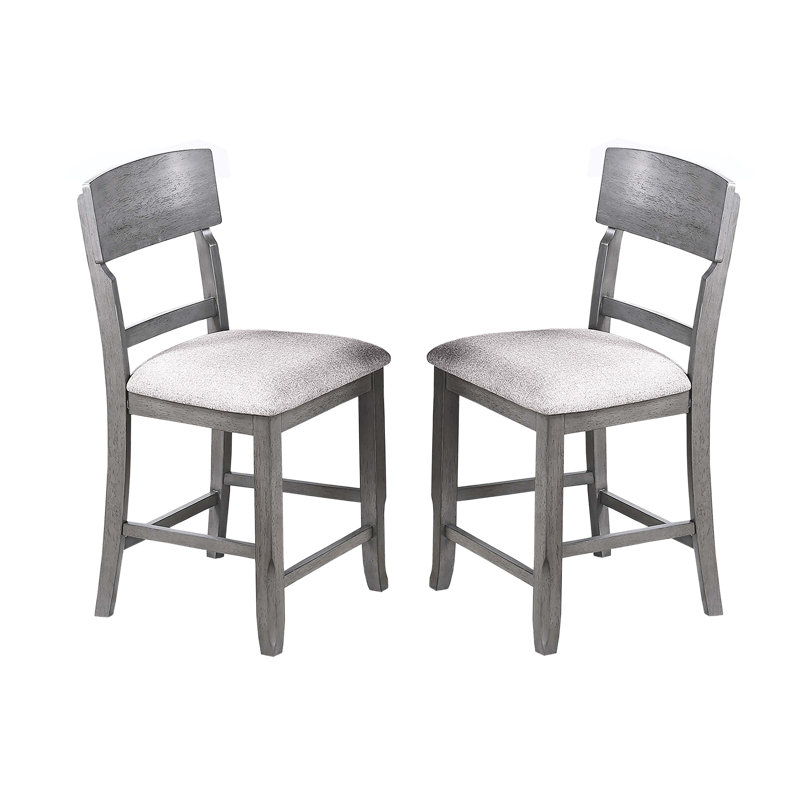 Gris classique de 2 chaises hautes de salle à manger en tissu à dossier pour une pièce élégante et fonctionnelle, Gris