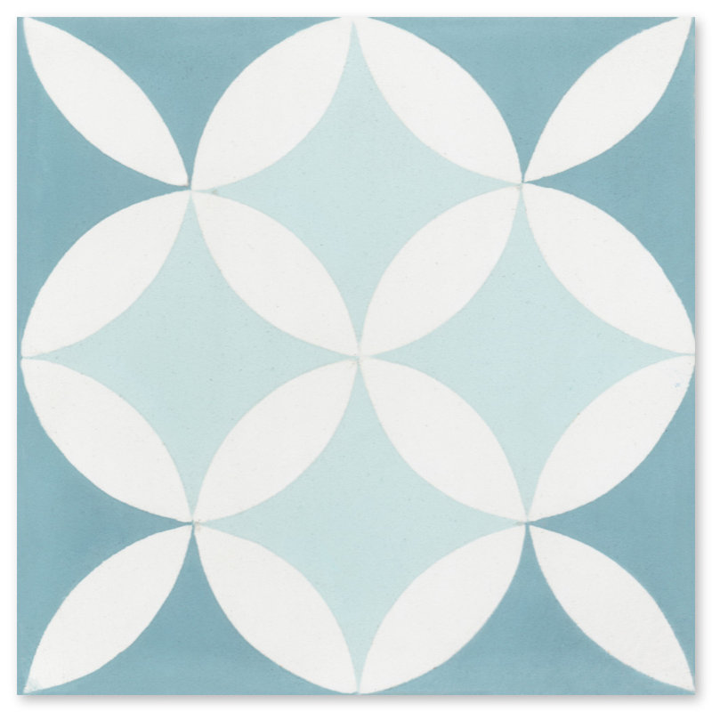 Circulos 8" x 8" Cement Patterned Wall & Floor Tile, Cielo