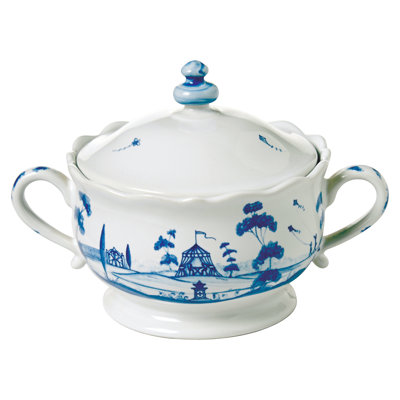 Country Estate Sugar Bowl with Lid - White/Delft Blue