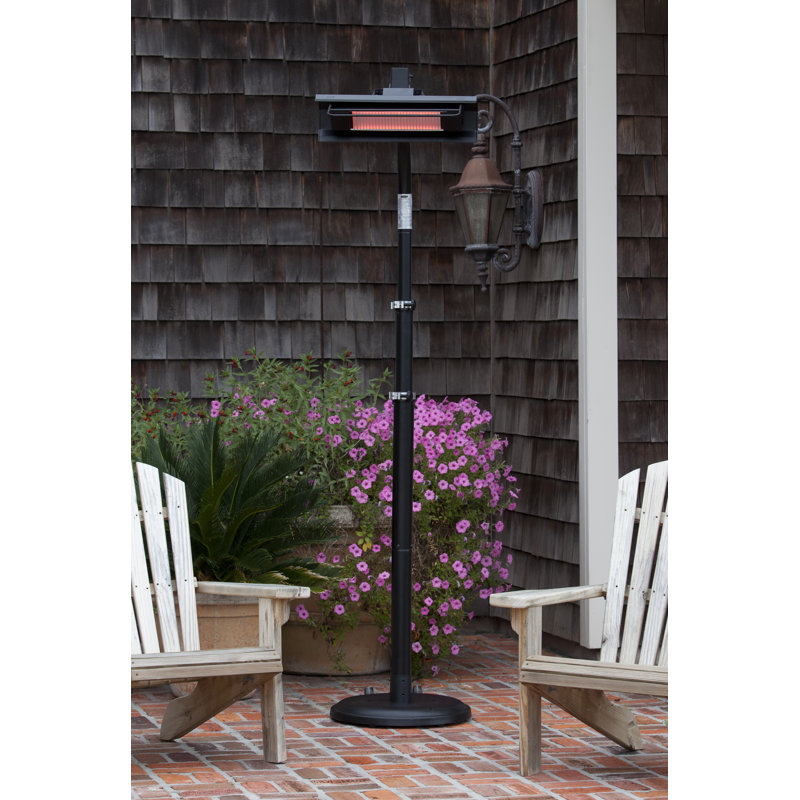 Black Powder Coated Steel Telescoping Infrared Patio Heater with Wheels