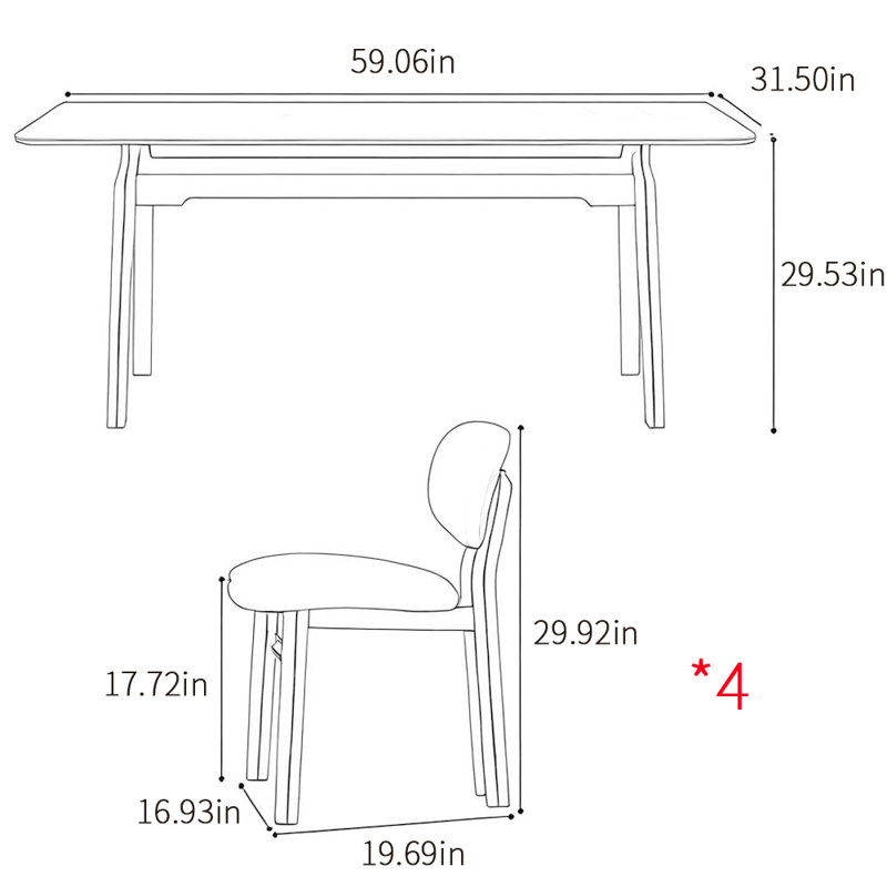 French style retro rectangular dining table sets, 29.53"H x 59.06"L x 31.5"W