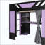 Lit mezzanine en bois avec tablettes, rideaux et lumières RVB-1642759856