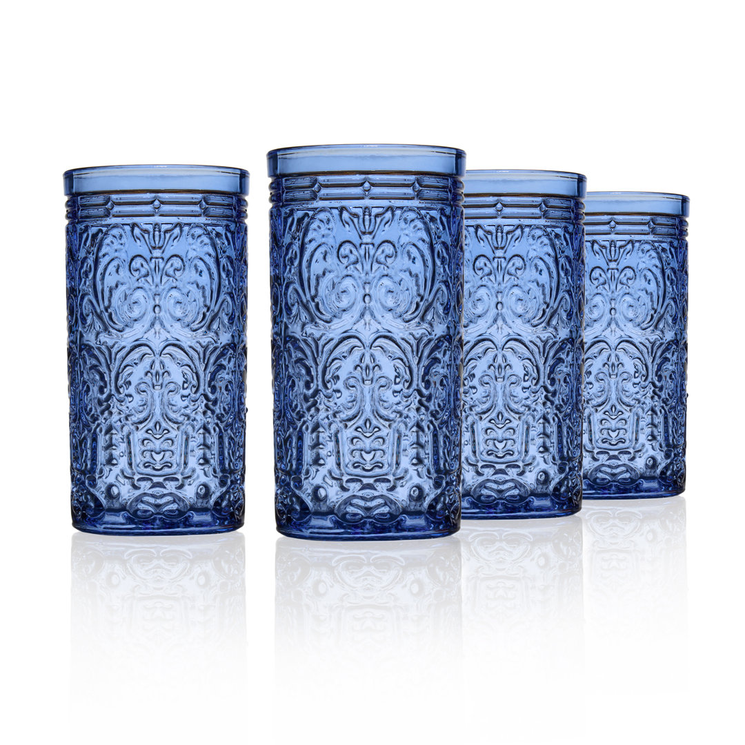Jax Glass Highball 14 oz Godinger Silver Art Co Color: Blue Set Size: 4