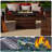 Azoriah 7-Person Wicker Outdoor Seating Group with Fire Pit Table-107073679-97365783