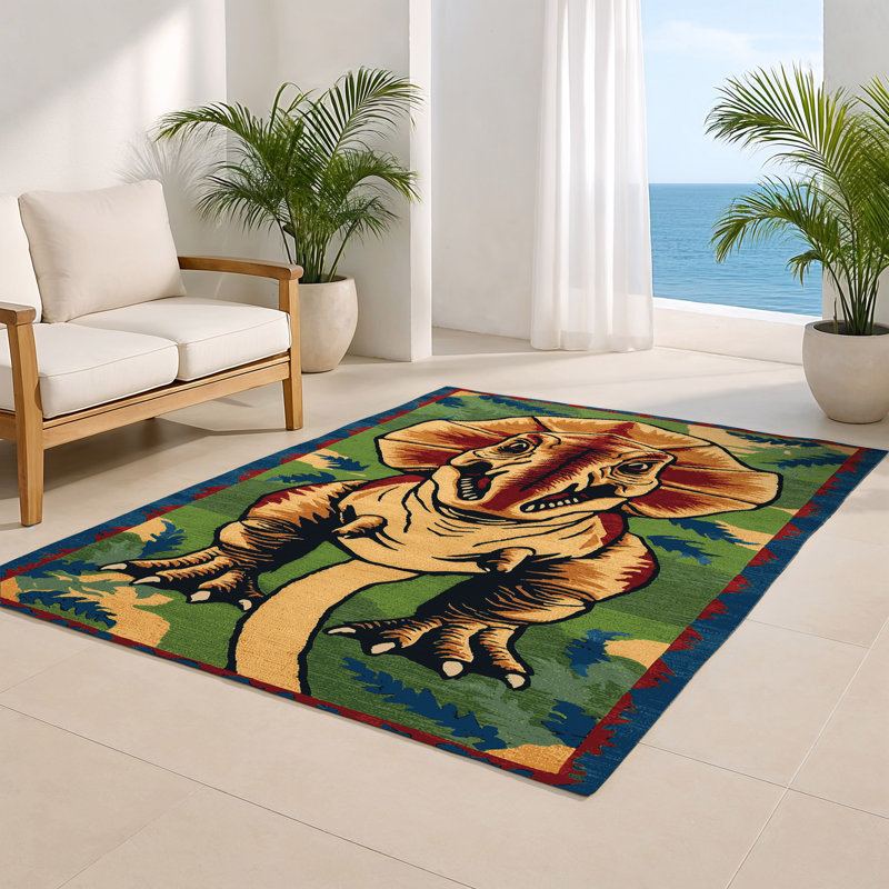 Tapis intérieur et extérieur mauve Dinosaurs, Rectangulaire 2 pi x 3 pi