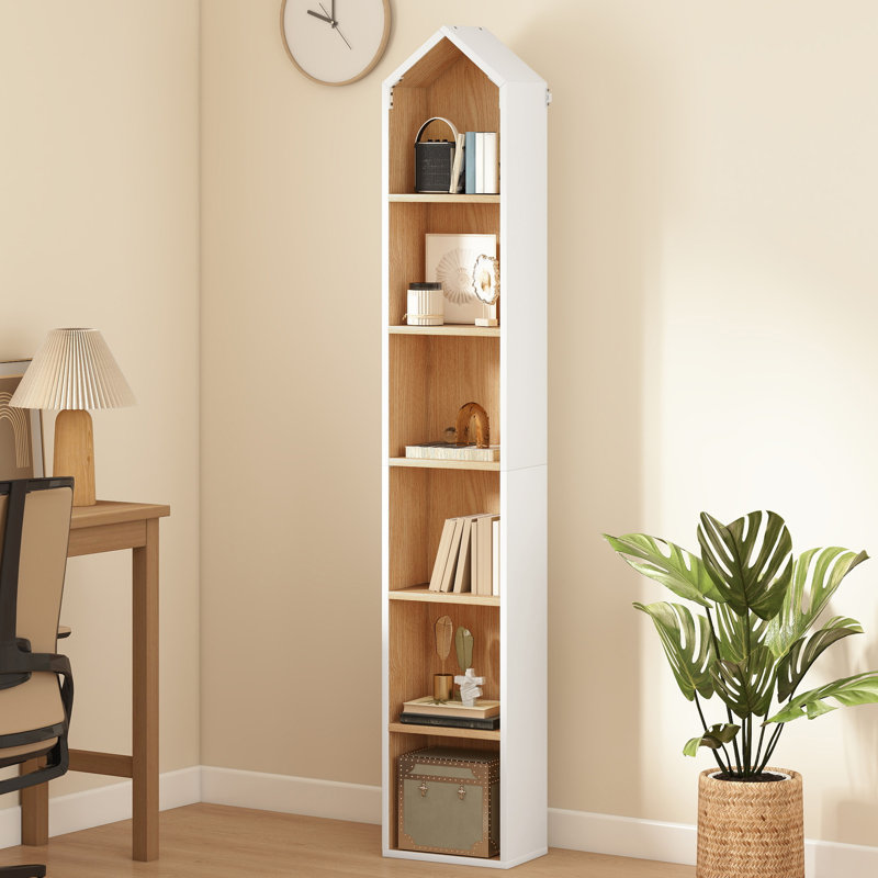 6 Tier Bookcase Oak 180 X 23.5 X 30 Cm, White