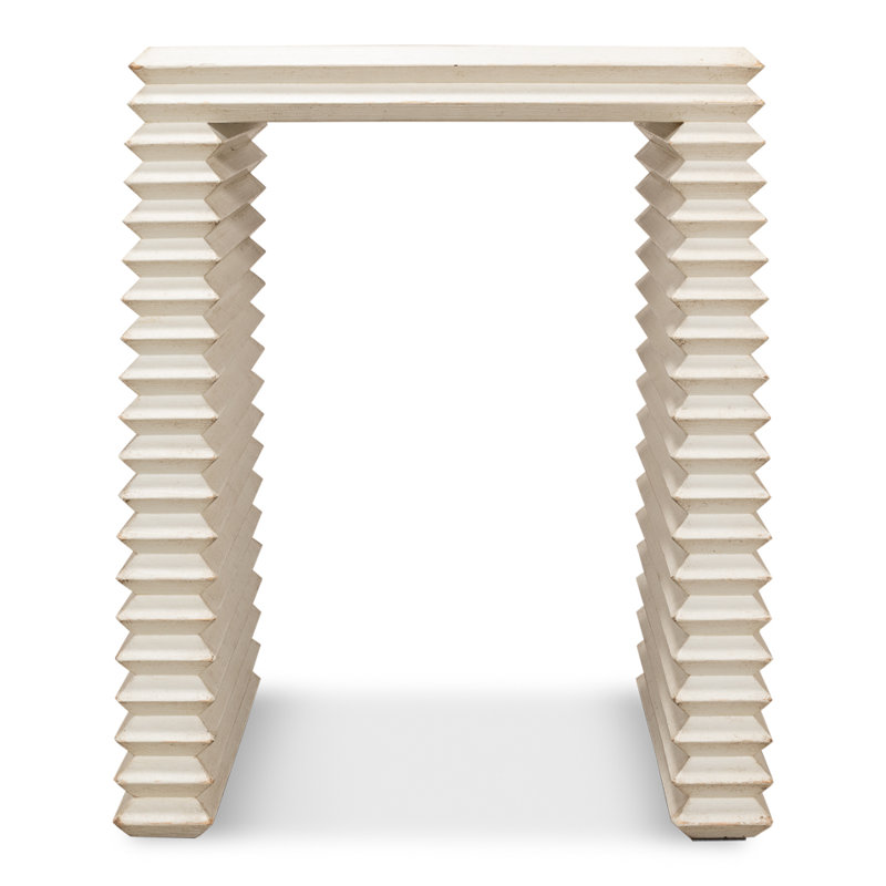Stacked Solid Wood End Table, Antique White