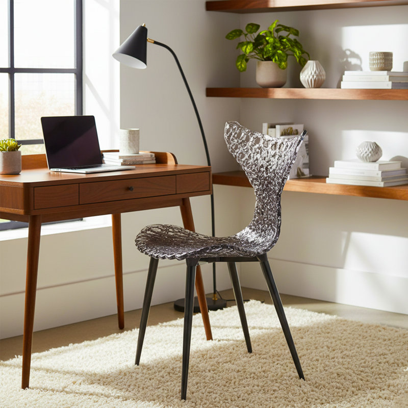 Stitch Wing Back Parsons Chair Dining Chair, Tea Brown, Gold