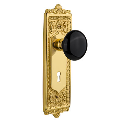 Egg & Dart Plate with Decorative Keyhole and Black Porcelain Door Knob