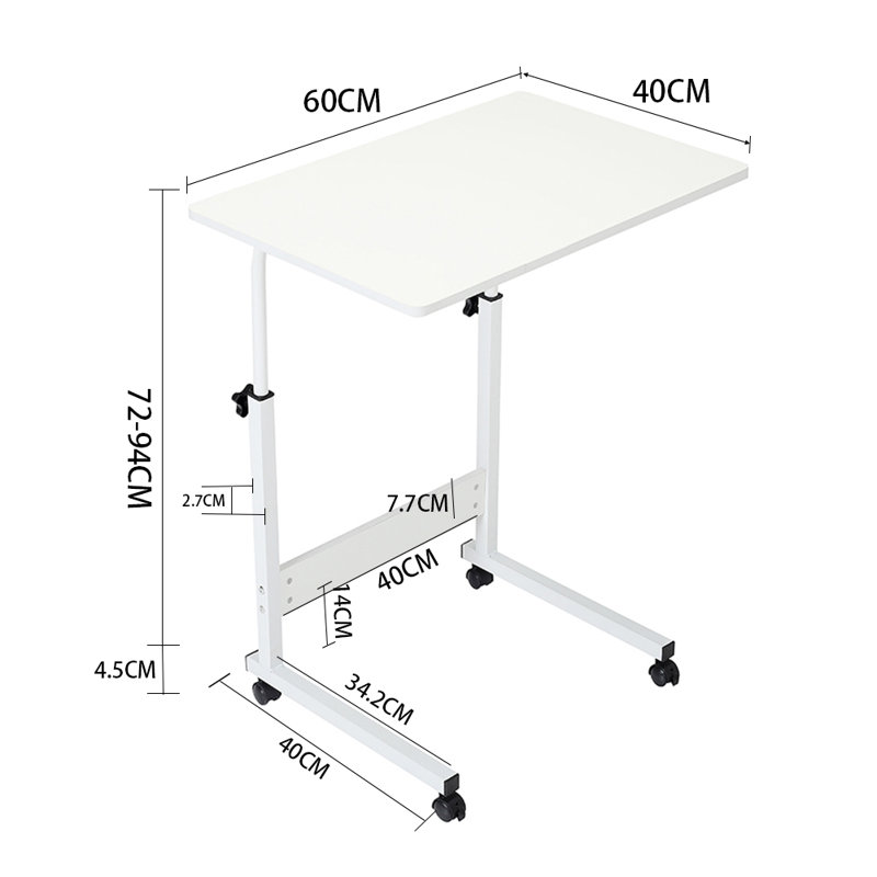 Adjustable Metal Base Computer Desk, White