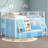 Low Loft Bed Full with Built-in Cushioned Seat & LED Reading Corner & 7 Storage Drawers & Bookshelves Metal Under-bed Play House Captain Bed with Curtain-1583209767-1588940977
