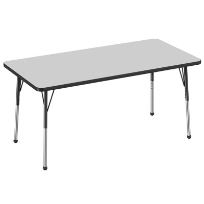 Table rectangulaire 30 po x 60 po thermofusionnée avec pieds à glissière standard - gris / noir