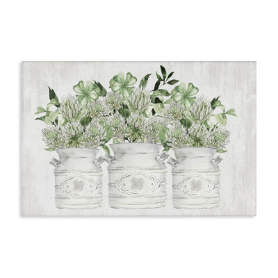 «Spring Pots Clovers», art mural sur toile