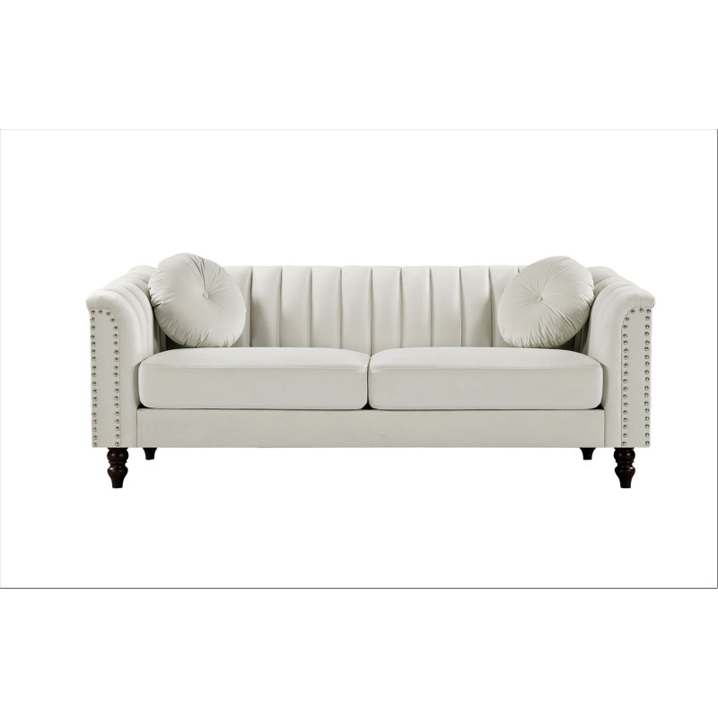 Drevin 75.2'' Velvet Sofa, Ivory