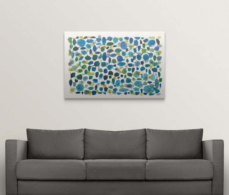 «Mid Century III» par Cheryl Warrick, reproduction d'art, H 32 po x l 48 po x p 1,5 po, Toile