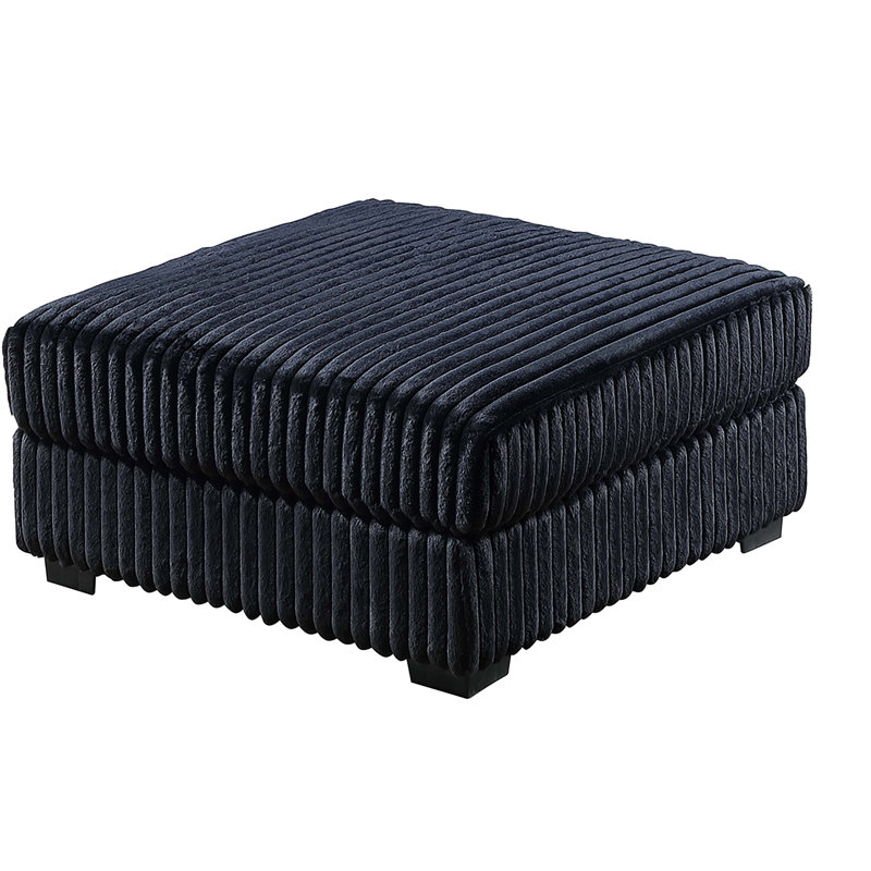 Revêtement en velours côtelé noir moderne, pieds en plastique, dimensions contemporaines de 37 po x 37 po convenant au salon, profondeur de 37 po