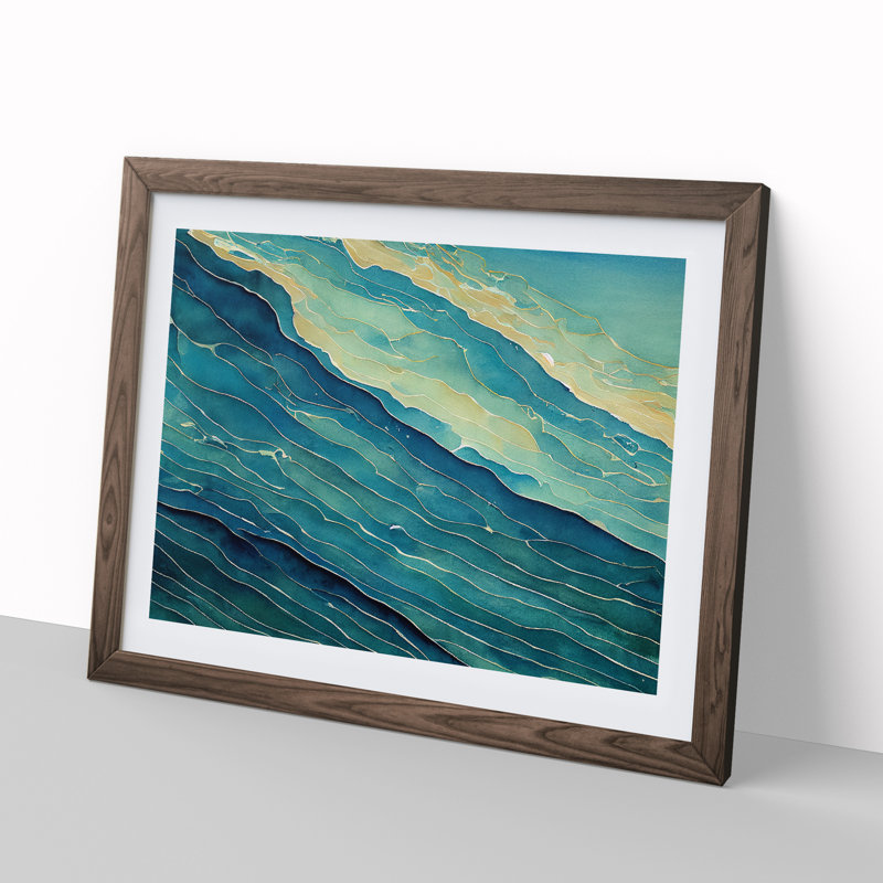 Abstract Ocean Vol.2 - Framed Print, 25cm H x 34cm W x 2cm D, Walnut