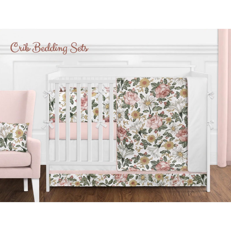 Blush Pink and Green Floral Rod Pocket Window Valance
