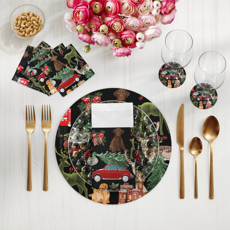 Ultimate Christmas Cotton Sateen Dinner Napkins, Black