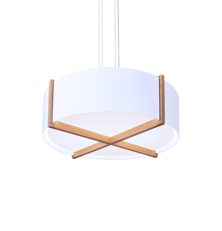 Plura 1 - Light LED Pendant, 10.4" H x 36" W x 36" D, 2700K, Walnut/Gloss White