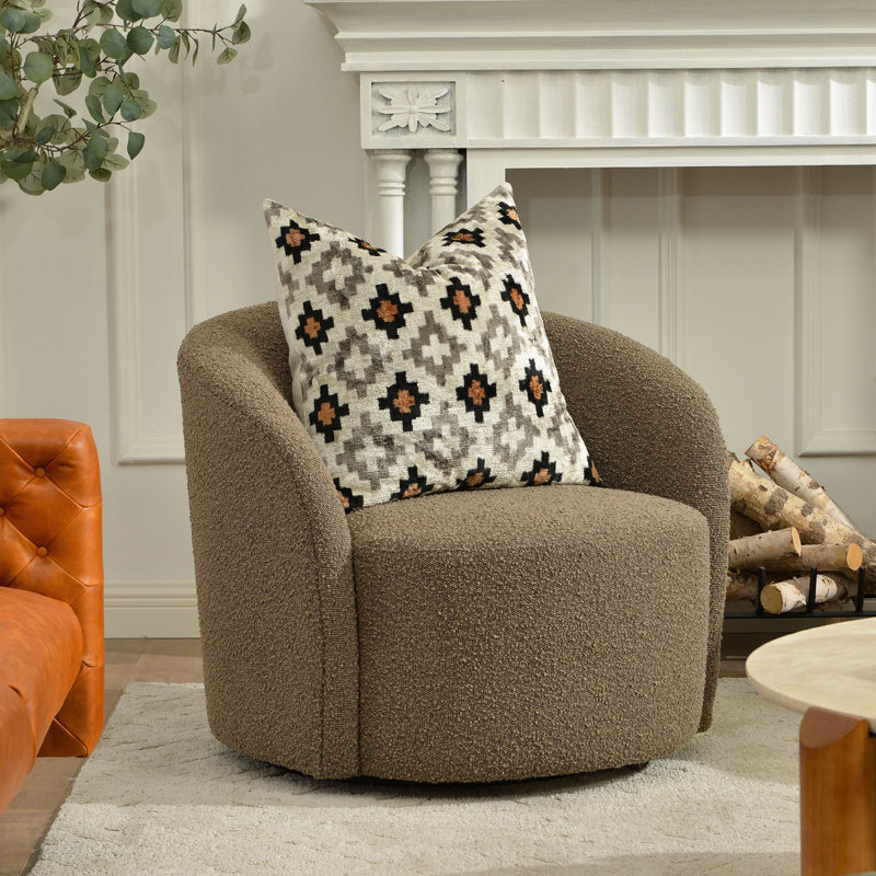 Fauteuil demi-tonneau pivotant Clcle, Teddy Brown