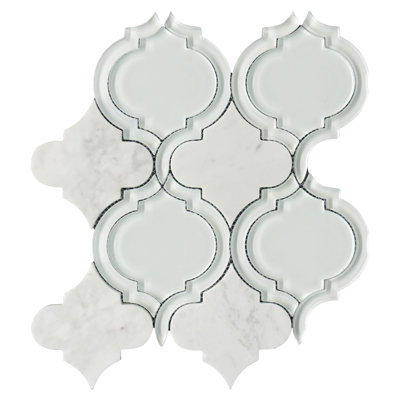 Luxury Collection 9.93 in. x 11.82 in. Arabesque Polished Multi-Surface Mosaic Tile