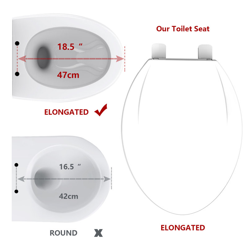 Toilet Seat Elongated,Toilet Seat with Quick-Release And Quick-Attach, Plastic Toilet Seat with Soft Close,Easy Install and Clean - White