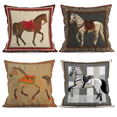 4 Pcs Horse Pattern Decorative Pillow Covers