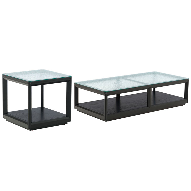 Malavika 2 - Piece Glass Top Living Room Table Set, Black