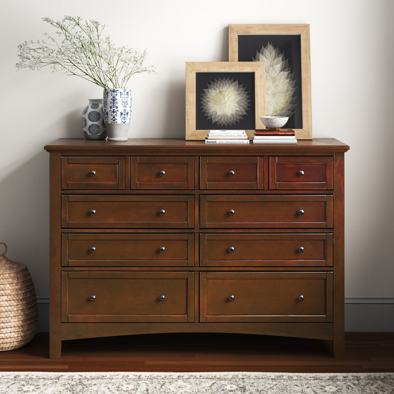 Yaovi 60'' W 8 - Drawer Dresser, Warm Cherry