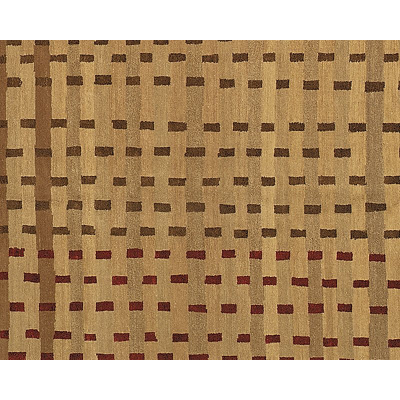 Rag Striped Area Rug in Beige/Brown/Red, Rectangle 6' x 9'