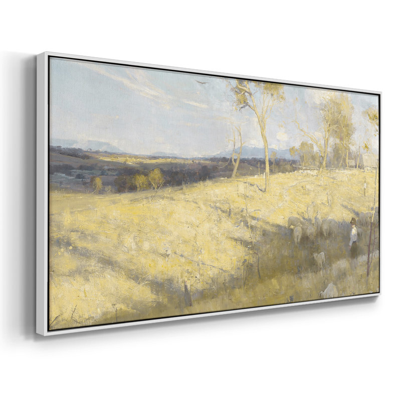 Série paysage - DCCDXCIX - Toile tendue avec châssis tendue, prête à être accrochée, H 21 po x l 41 po, Argent argent