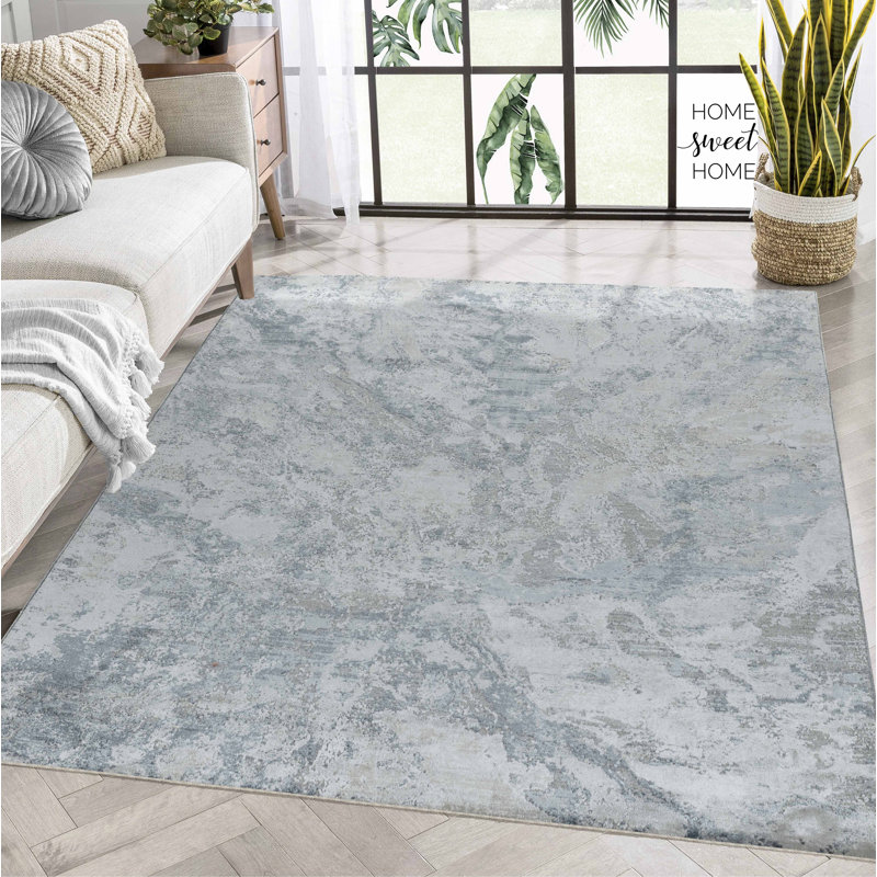 Tapis à motif abstrait bleu / gris 5 pi x 8 pi (5 pi 3 po x 7 pi 7 po) Arden de Branch Branch, Rectangle de 5 pi x 8 pi