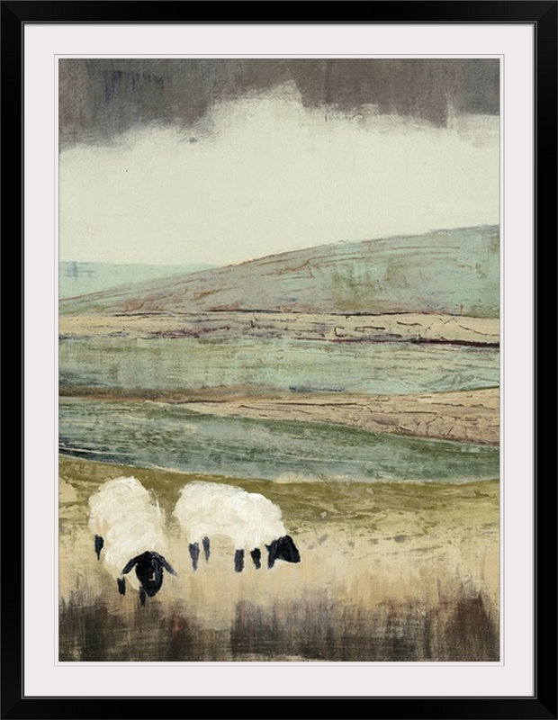 « ii », reproduction d’art dépilée Open Meadow, Cadre noir, H 44 po x l 34 po x P 1 po