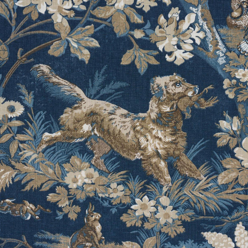Hound Meadow Fabric, Indigo