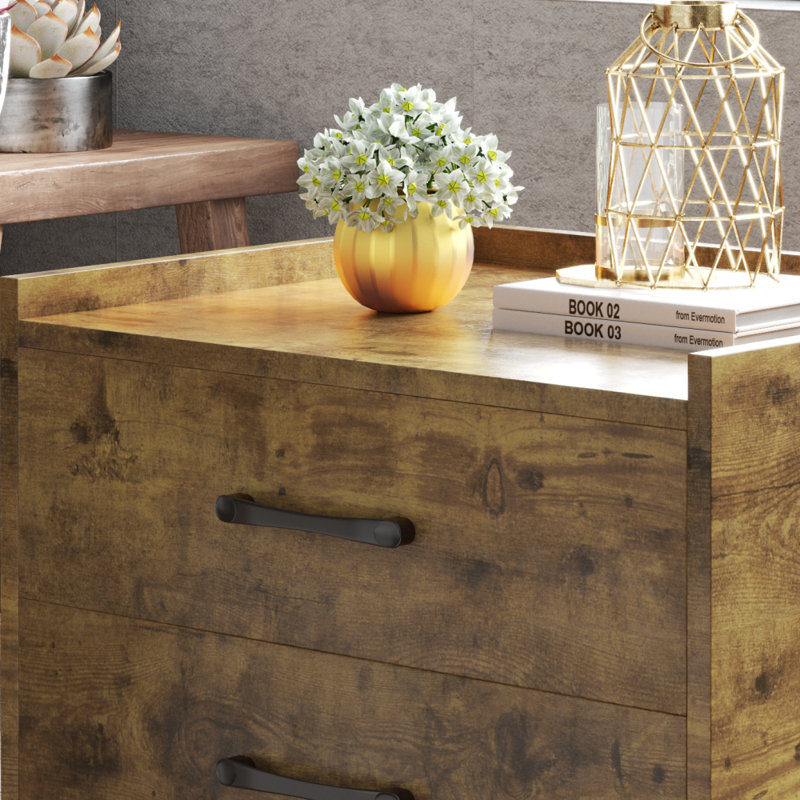 20'' 2-Drawer Nightstand, Brown