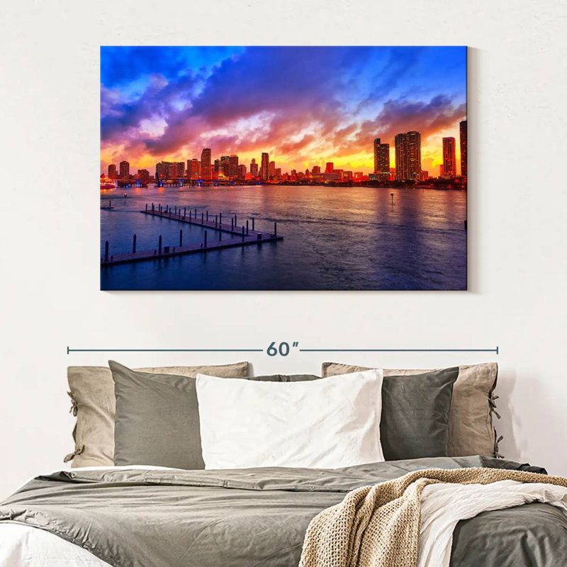 Coucher de soleil éclatant à Sir Sir Miami, H 34 po x l 51 po