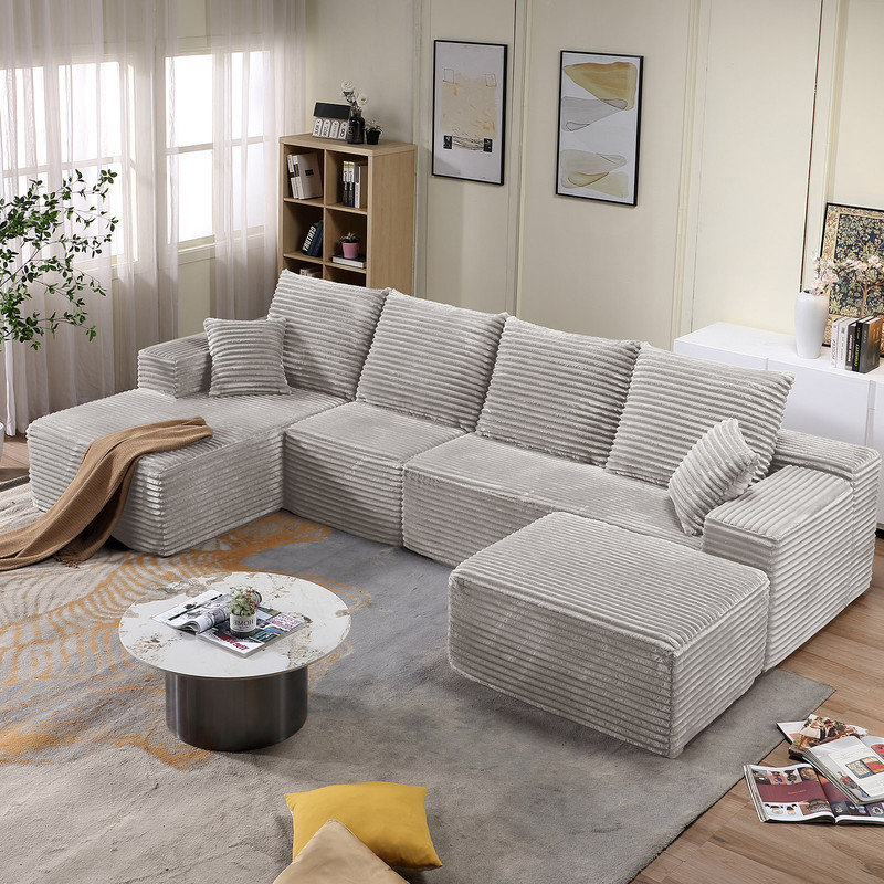Canapé modulaire Bonfort, Gris, Orienté à droite