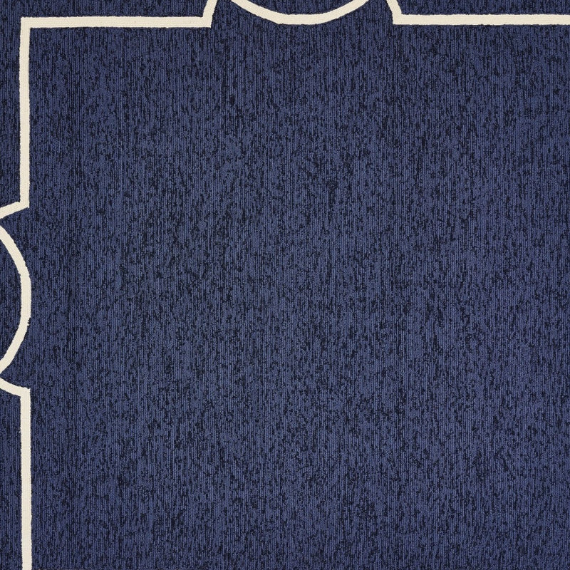 Tapis crocheté à la main bleu marine et ivoire 7 pi x 10 pi