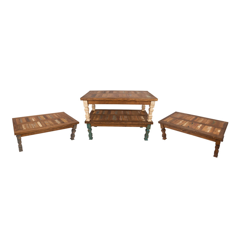 Crenata Solid Wood Coffee Table, Antiqued White