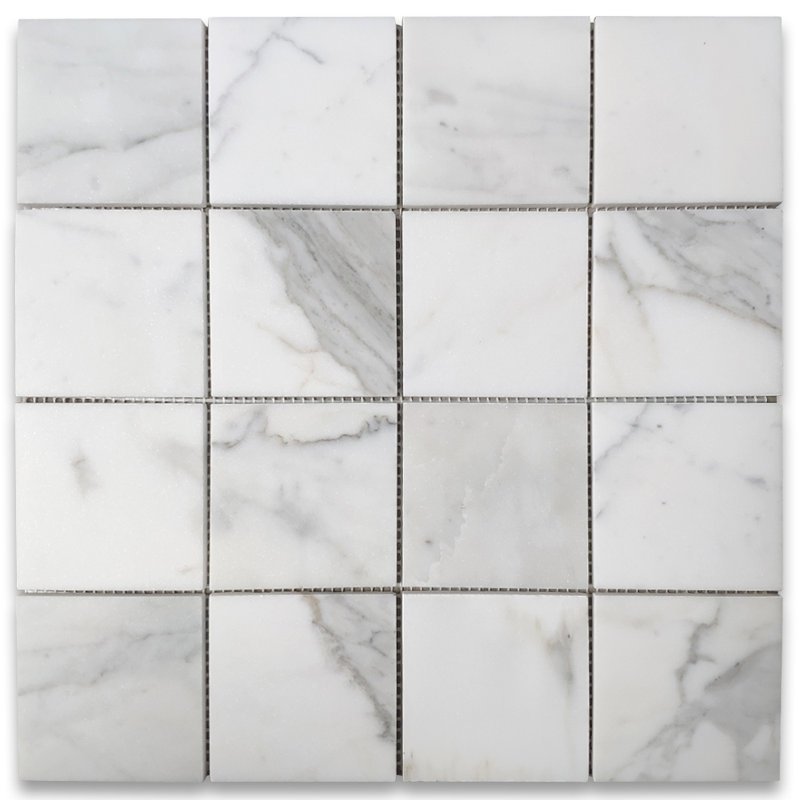 Calacatta 12" x 12" Marble Mosaic Tile, LIght Grey