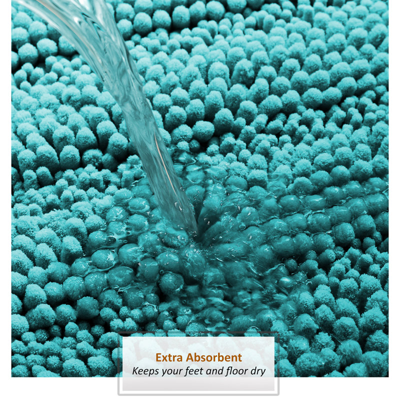 Clara Clark Chenille Extra Soft And Absorbent Bath Mat., Teal