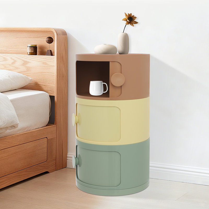Table de chevet 3 niveaux avec table de chevet et armoire de rangement autoportante pour la chambre à coucher, couleurs Macaron